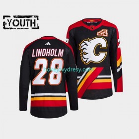 Dětské Hokejový Dres Calgary Flames Elias Lindholm 28 Adidas 2022-2023 Reverse Retro Černá Authentic